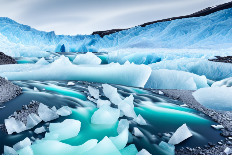 A pristine icelandic landscape with a flowing glacier river