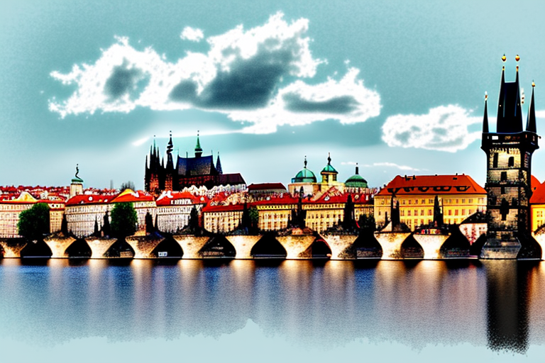 The iconic charles bridge in prague with a large