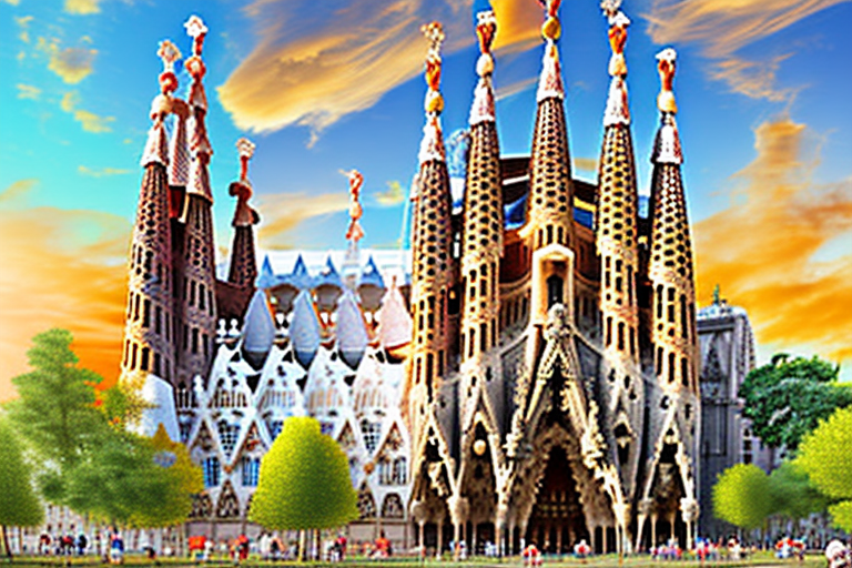 Iconic spanish landmarks such as the sagrada familia